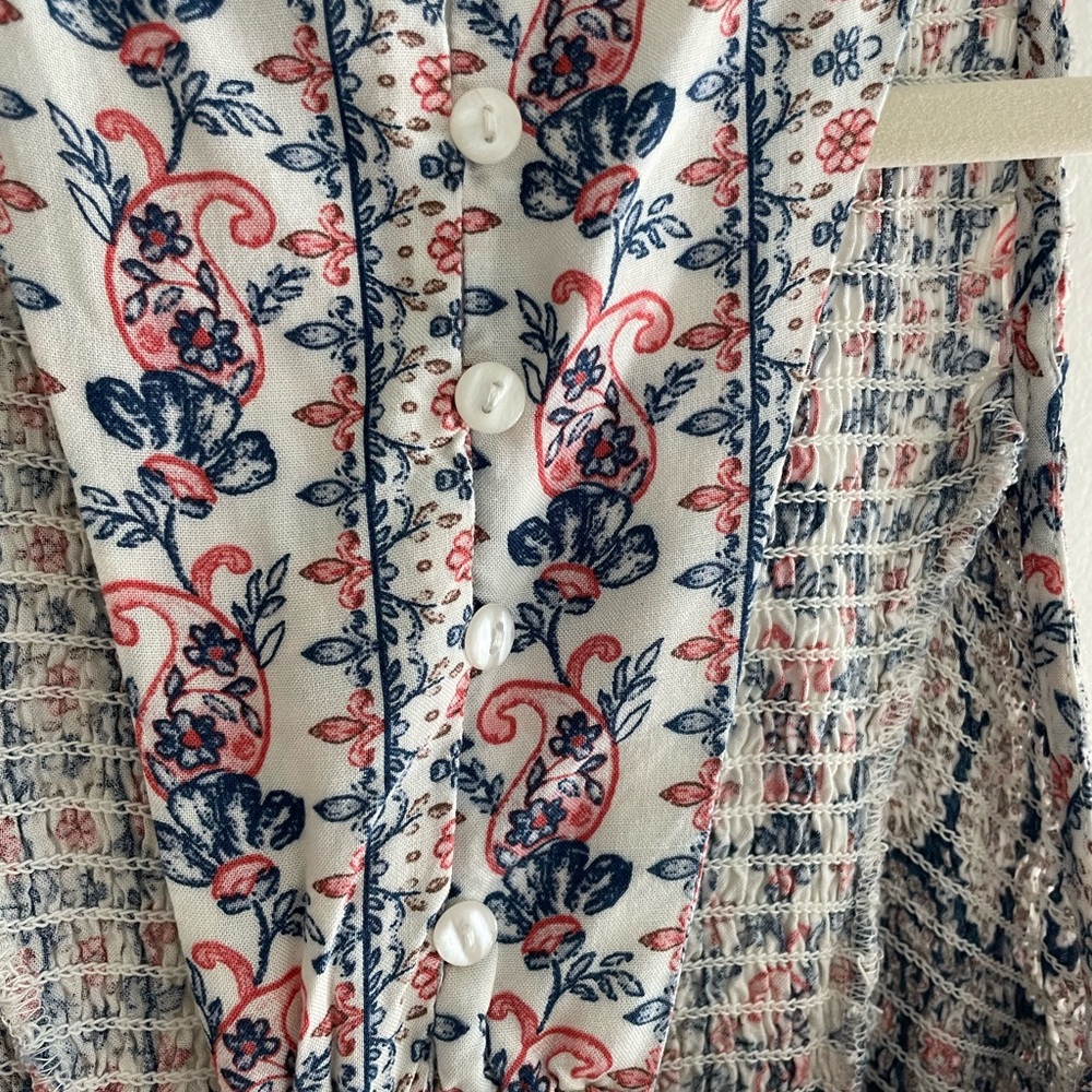 Japna Blue and Pink Ruched Smocked Midi Sundress - Picture 2 of 5